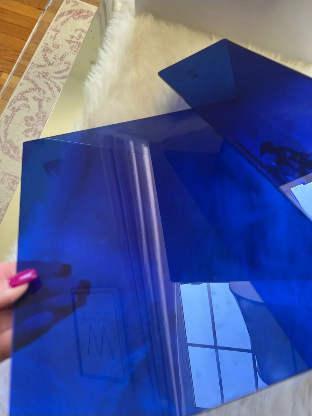 Blue Acrylic slantboard with Silver Clip teacher tool for kids